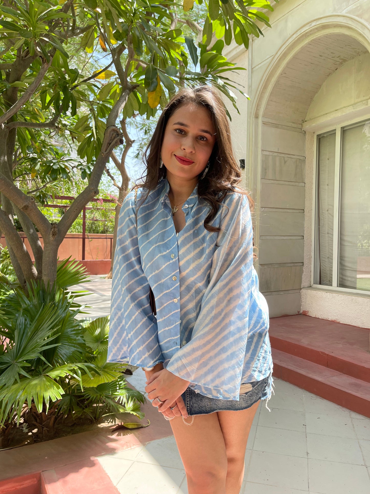 CORNFLOWER LEHRIYA SHIRT