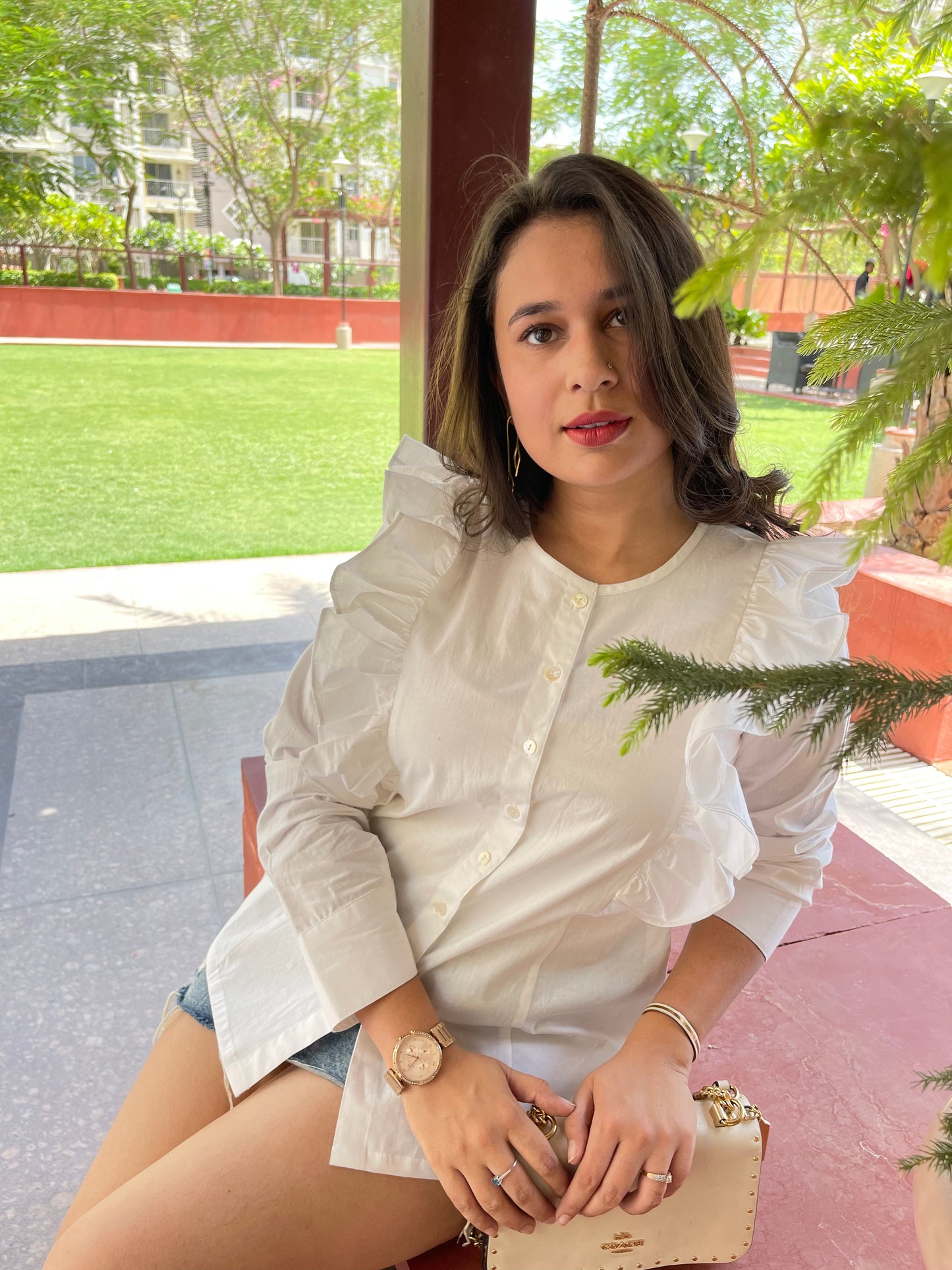 Pristine white ruffle shirt