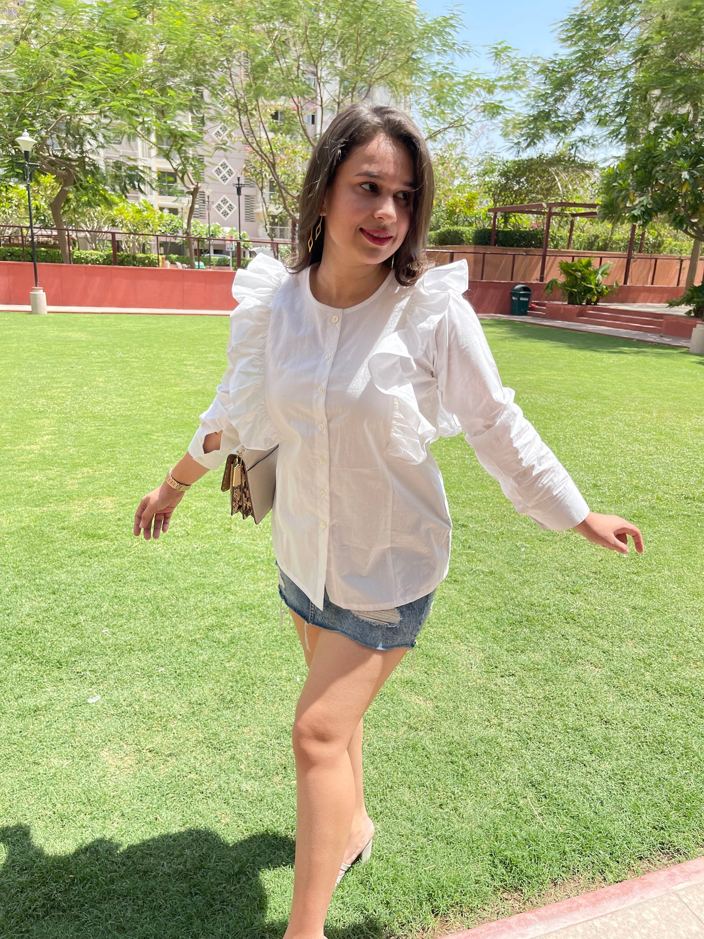 Pristine white ruffle shirt