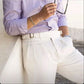 White High-Waisted Classic Double Pleats & Side Buckle Adjusters - Adam Spirit