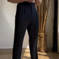 Midnight High-Waisted Trousers Double Pleats with D-Ring Side Adjusters - Adam Spirit