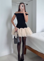 Scalloped Fit And Flare Dress De Novoo