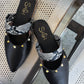 Studded Mules-Black