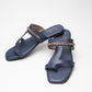 Stylera navy blue flats for women with gold chain detail and square toe design