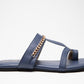 Stylera navy blue flats for women with chain detail and toe loop design