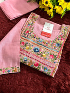 Pink Thread Embroidered Kurti Pant Co-ord Set | Ethnic Office & Casual Wear