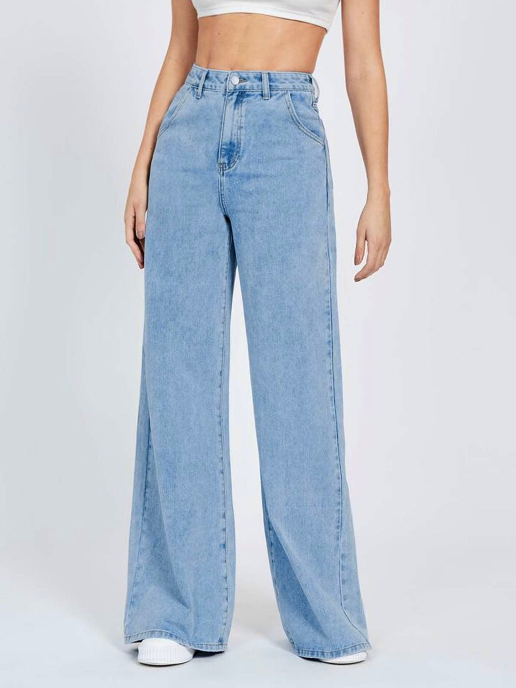 Light Blue Wide Leg Jeans Stylish Wodrobe