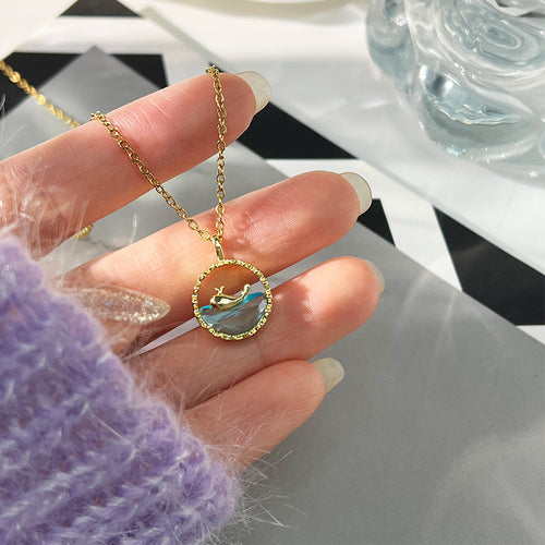 Blue Crystal whale Pendant Necklace – Elegant Nature-Inspired Jewelry JLTN0540 Just Lil Things