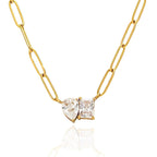 Chic Triangle & Rectangle Zirconia Pendant Pin Link Chain Gold Necklace JLTN1231 Just Lil Things