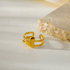 Dainty Gold Adjustable Heart Charm Ring JLTR0470 Just Lil Things