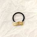 Gold Wave Hair Tie – Minimal Sculpted Metallic Elastic JLTS0510 Just Lil Things