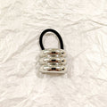 Triple Dome Silver Hair Tie – Statement Metallic Elastic JLTS0515 Just Lil Things
