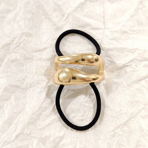 Abstract Gold Wave Hair Tie – Sculpted Metallic Elastic Band JLTS0516 Just Lil Things