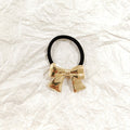 Glossy Gold Ribbon Bow Hair Ties JLTS0524 Just Lil Things