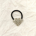 Crushed Heart Textured Silver Heart Hair Tie – Molten Metallic Elastic JLTS0550 Just Lil Things