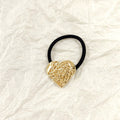 Crushed Heart Textured Golden Hair Tie – Molten Metallic Elastic JLTS0551 Just Lil Things