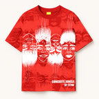 Static Jungle Round Neck Printed Red T-Shirt FLYAF