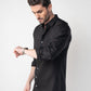 100% Linen Soft Touch Jet Black Shirt