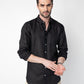 100% Linen Soft Touch Jet Black Shirt