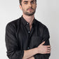 100% Linen Soft Touch Jet Black Shirt