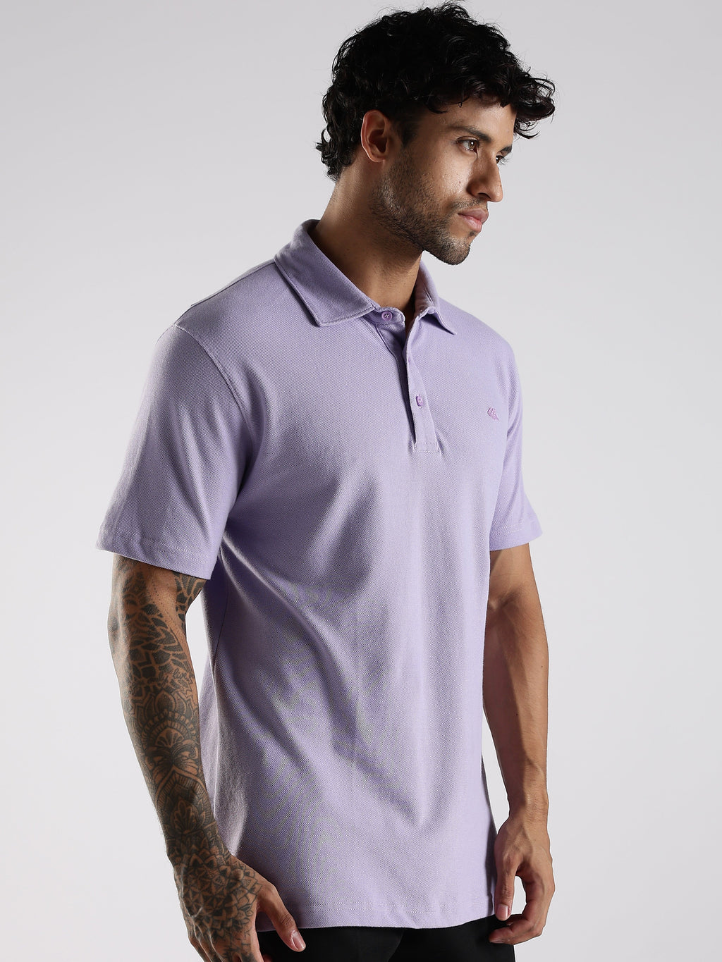 Lavender Cotton Polo T-Shirt for Men