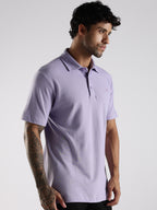 Lavender Cotton Polo T-Shirt for Men