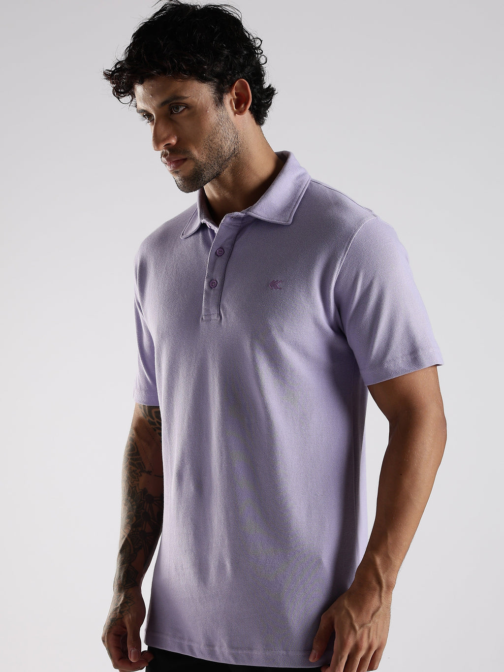 Lavender Cotton Polo T-Shirt for Men