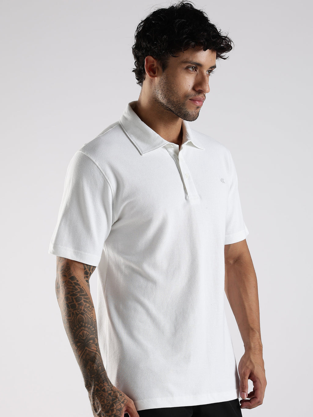White Cotton Polo T-Shirt for Men