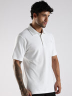White Cotton Polo T-Shirt for Men