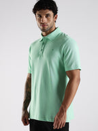 Sea Green Cotton Polo T-Shirt for Men