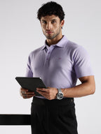 Lavender Cotton Polo T-Shirt for Men