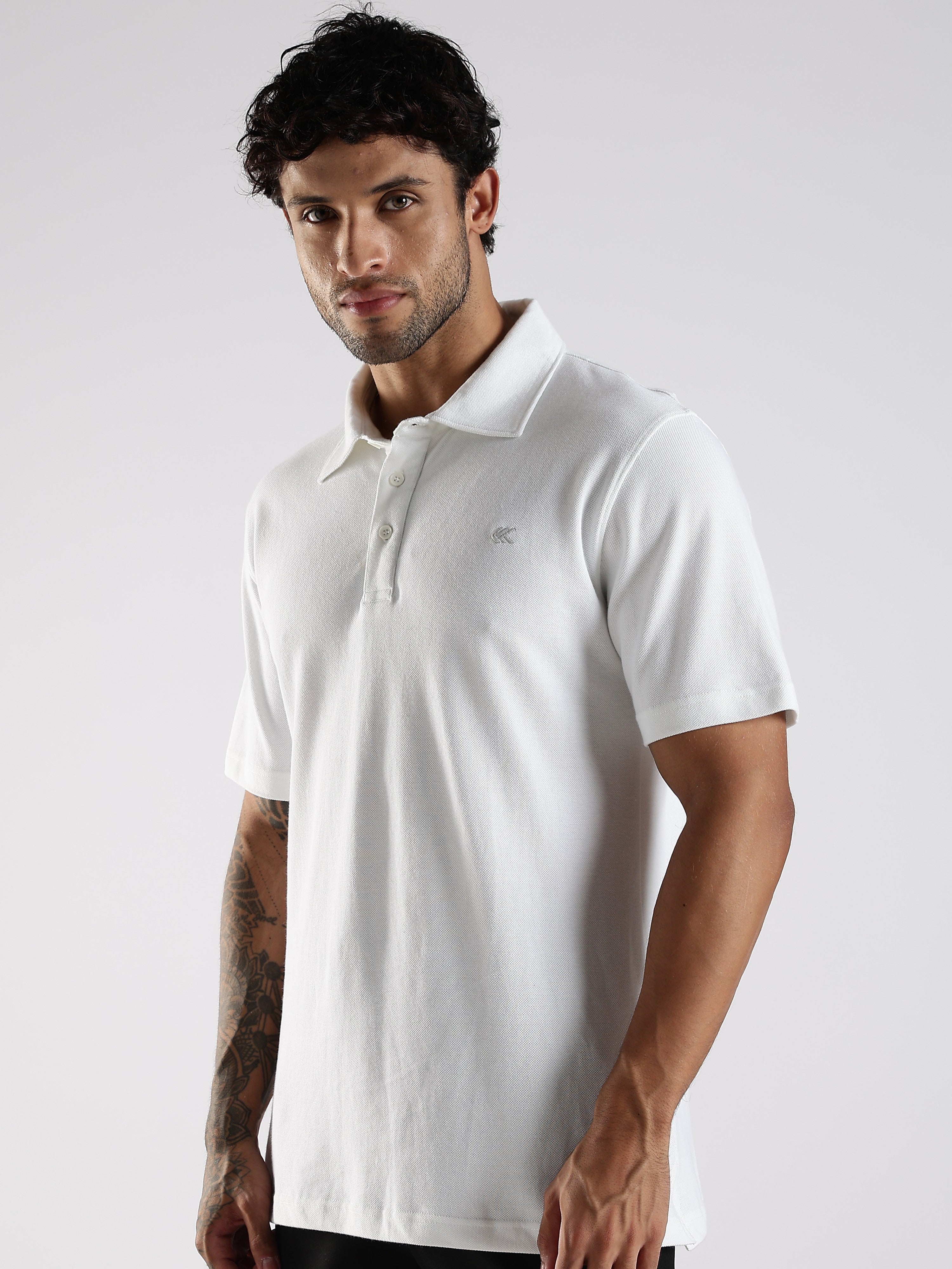 White Cotton Polo T-Shirt for Men