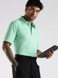 Sea Green Cotton Polo T-Shirt for Men