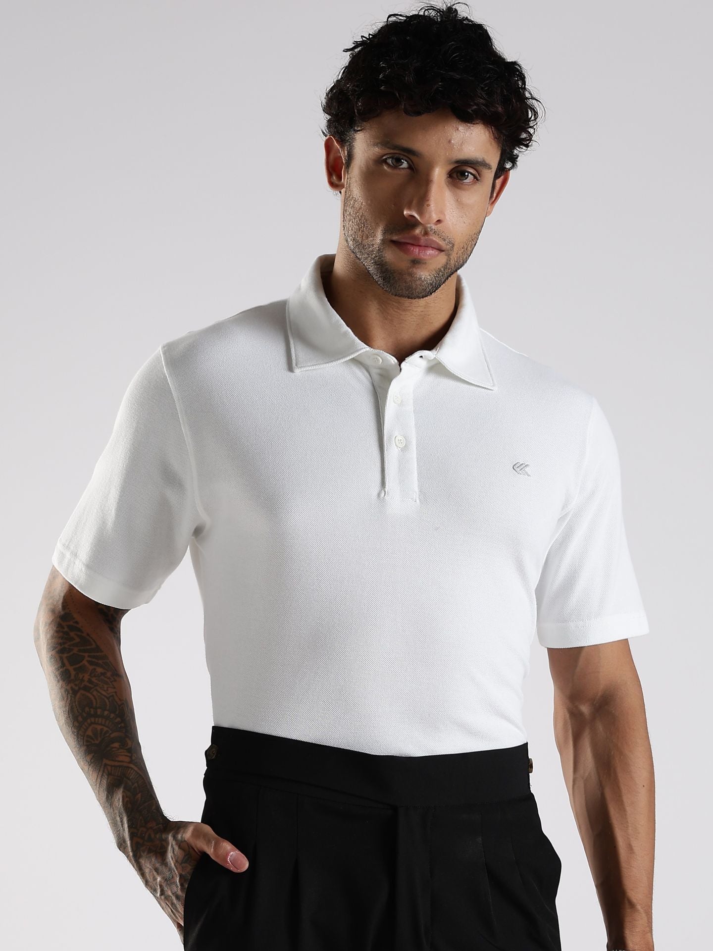 White Cotton Polo T-Shirt for Men