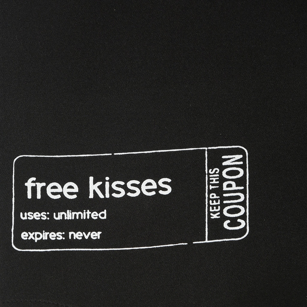 Men's Free Kisses Printed Black Shirt Bear Minimum