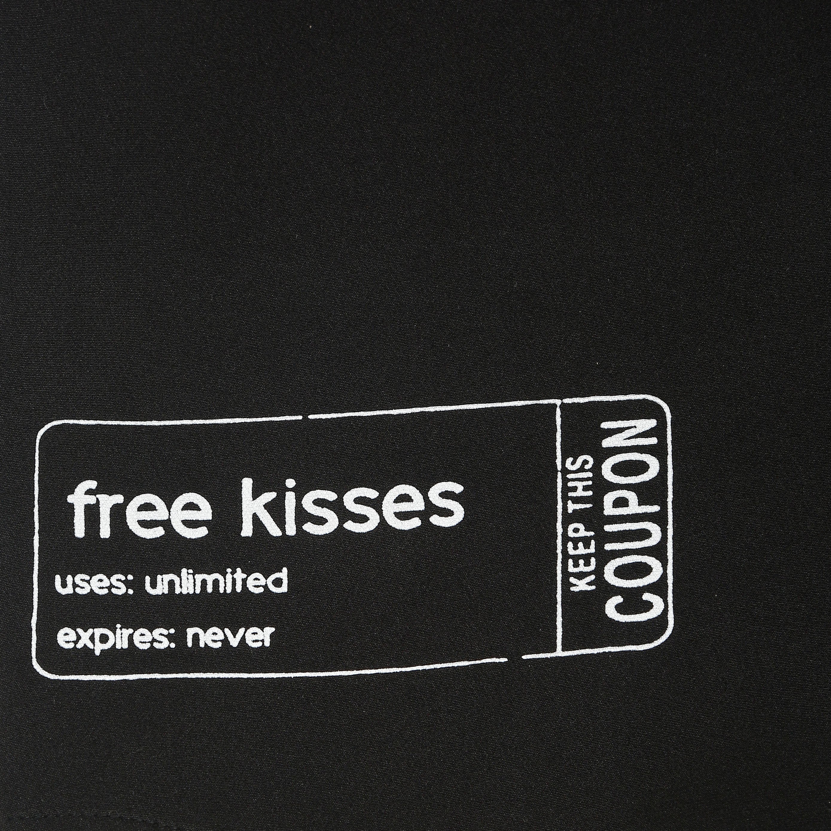 Men's Free Kisses Printed Black Shirt Bear Minimum