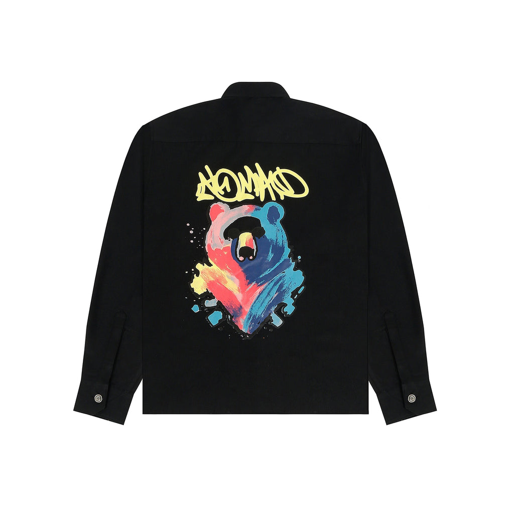 Men's Nomad Printed Black Shacket Bear Minimum