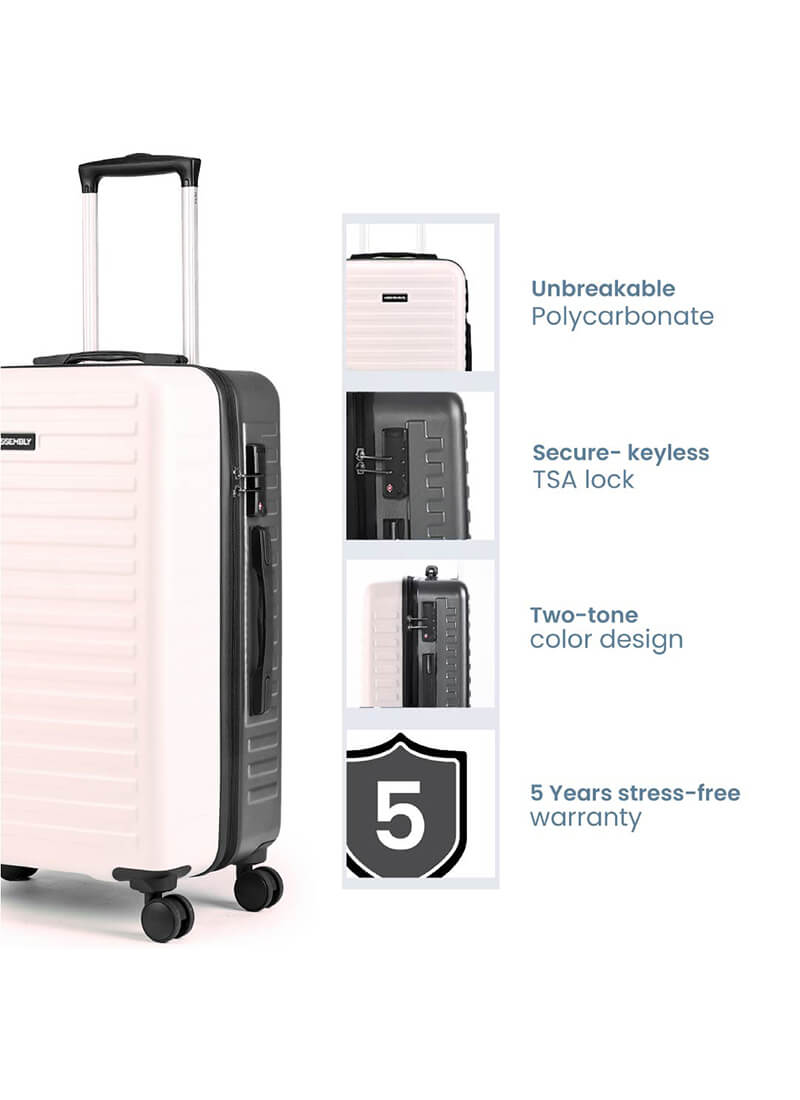 Two Tone Combo | Ivory-Grey | Cabin+Medium Hard Luggage