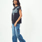 Acid Wash Gothic Muscle Muscle Tee Bluish Grey print