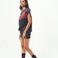 Acid wash Gothic Muscle Tee Red print