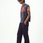 Acid wash Gothic Muscle Tee Red print