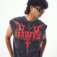 Acid wash Gothic Muscle Tee Red print