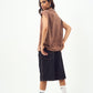 Brown Acid Wash Gothic Muscle Tee Beige Print