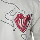 Stylera beige crew neck t shirt with embroidered red heart and hand line art trendy neutral color t-shirt