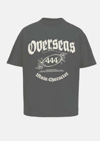 Overseas Printed Smokey Grey Oversized T-Shirt Main Character