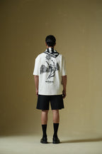 Metanoia Printed Cream Oversized T-Shirt Main Character