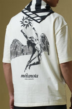 Metanoia Printed Cream Oversized T-Shirt Main Character