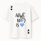 Rebel Heart Card Round Neck Printed White T-Shirt FLYAF