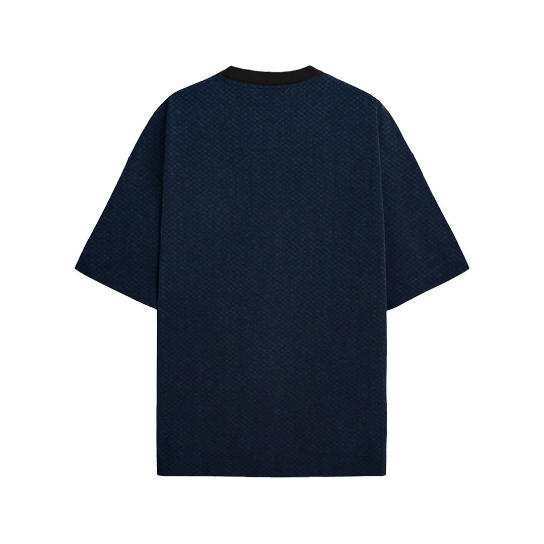 Denim Patch Oversized T-Shirt  - Blue