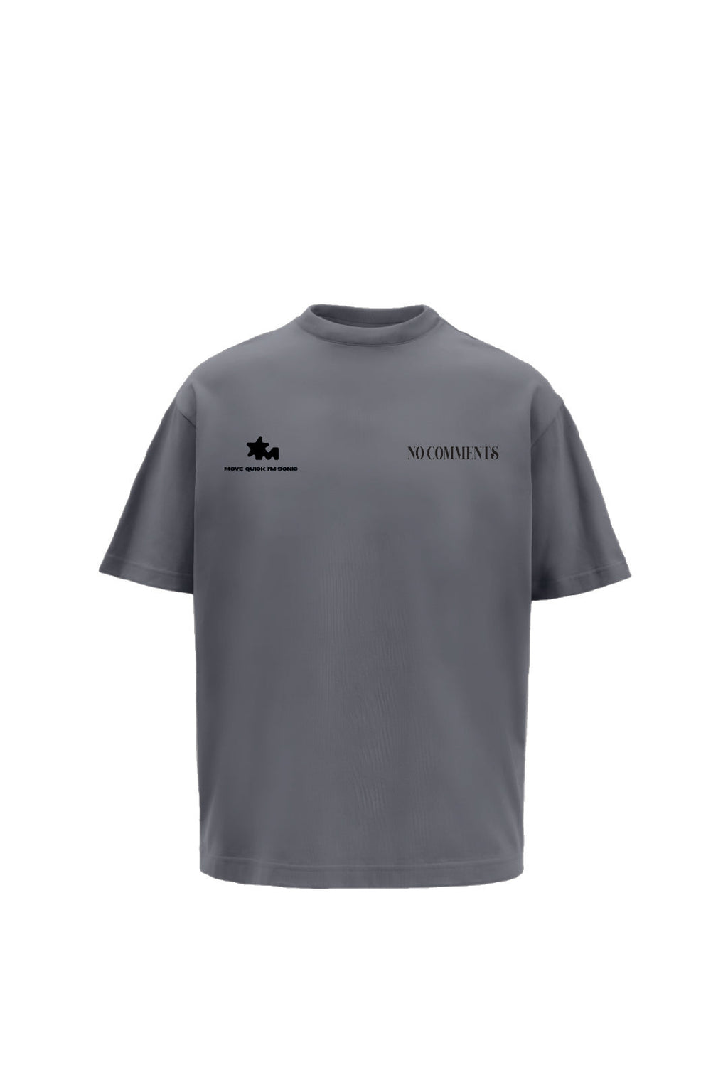 No Comments Printed Grey Oversized T-Shirt Main Character